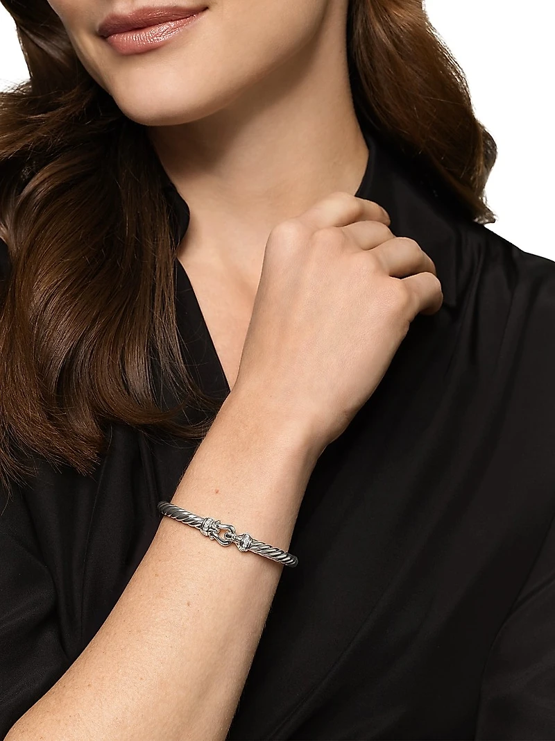 Cable Flex Buckle Bracelet Sterling Silver