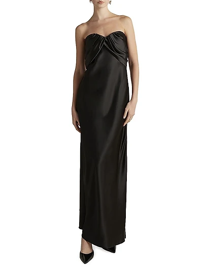 Satin Draped Bustier Dress