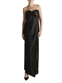 Satin Draped Bustier Dress