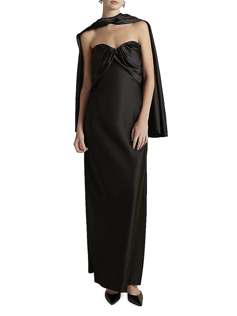 Satin Draped Bustier Dress