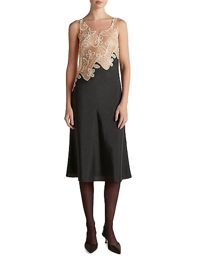 Dress with Lace Encrustation