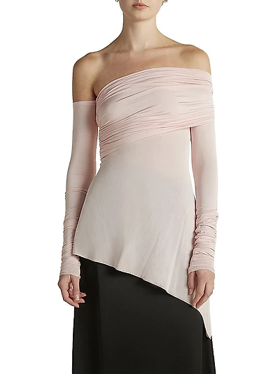 Jersey One-Shoulder Draped Top