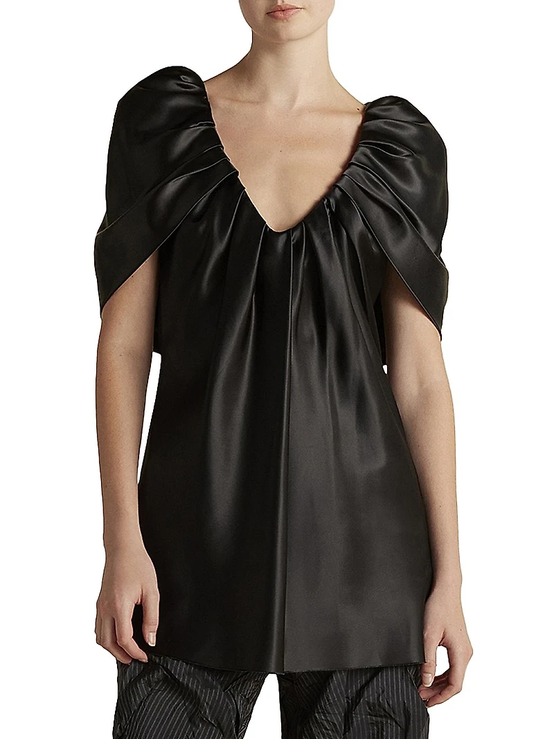 Satin Top with Draped Neckline