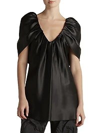 Satin Top with Draped Neckline