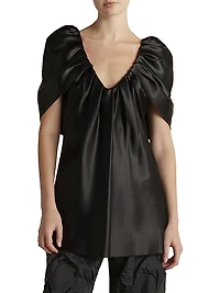 Satin Top with Draped Neckline