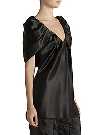 Satin Top with Draped Neckline