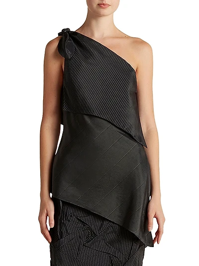 Pinstripe Triangle Draped Top