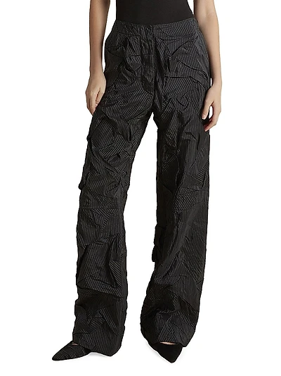 Crushed Pinstripe Parachute Trouser