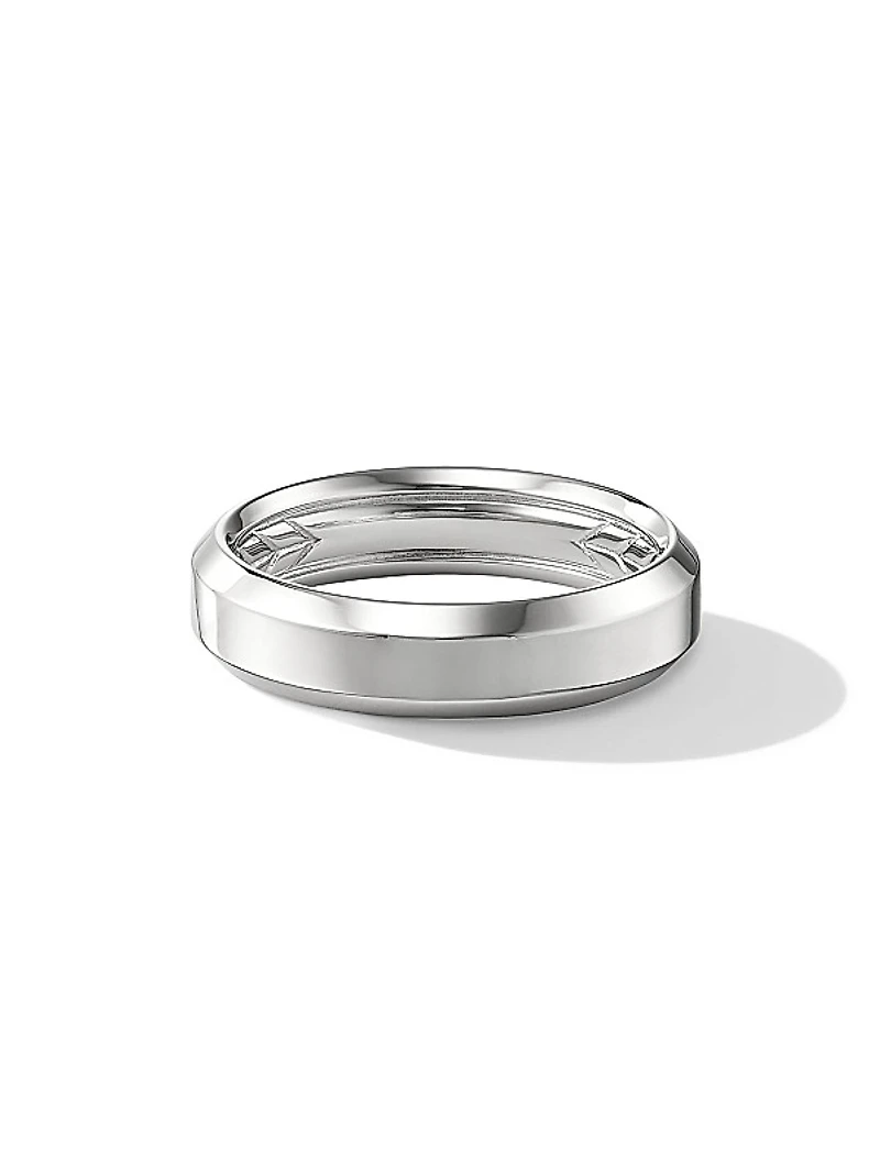 Beveled Band Ring in 18K White Gold, 6MM
