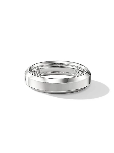 Beveled Band Ring in 18K White Gold, 6MM
