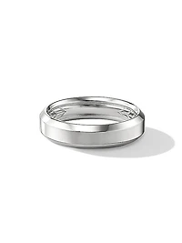 Beveled Band Ring in 18K White Gold, 6MM
