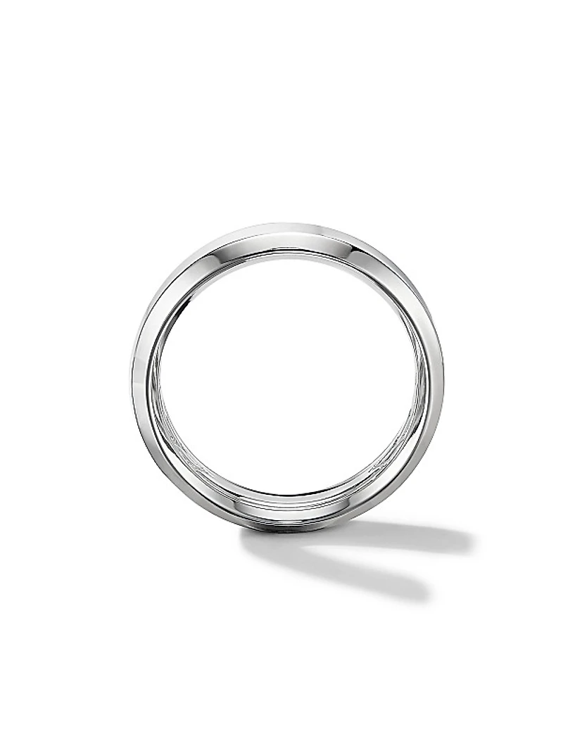 Beveled Band Ring in 18K White Gold, 6MM