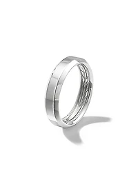 Beveled Band Ring in 18K White Gold, 6MM