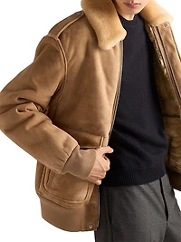 Suede and Shearling Bomber Jacket