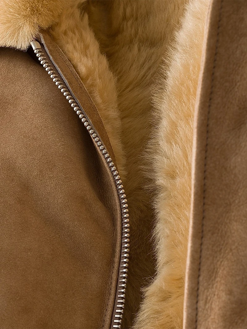 Suede and Shearling Bomber Jacket