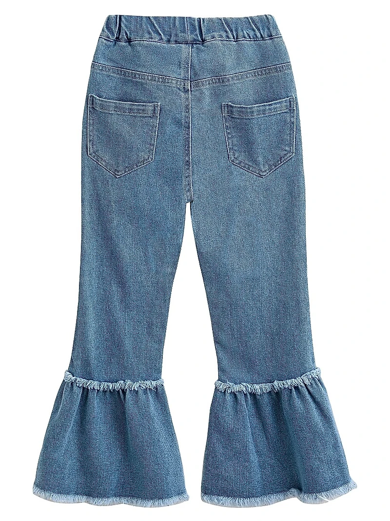 Little Girl's Denim Ribbon Flare Jeans