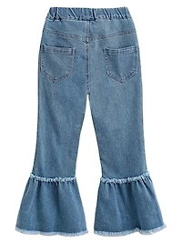 Little Girl's Denim Ribbon Flare Jeans