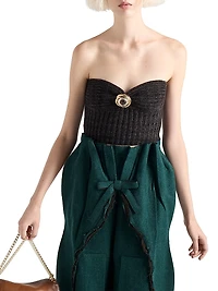 Wool and Cashmere Bandeau Top with Brooch