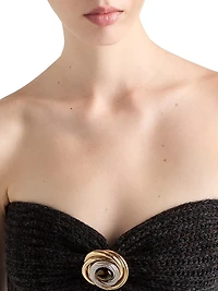 Wool and Cashmere Bandeau Top with Brooch