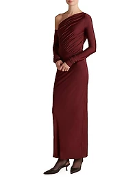 Jersey One-Shoulder Draped Dress
