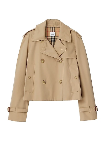 Cotton Gabardine Crop Trench Jacket