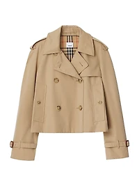 Cotton Gabardine Crop Trench Jacket
