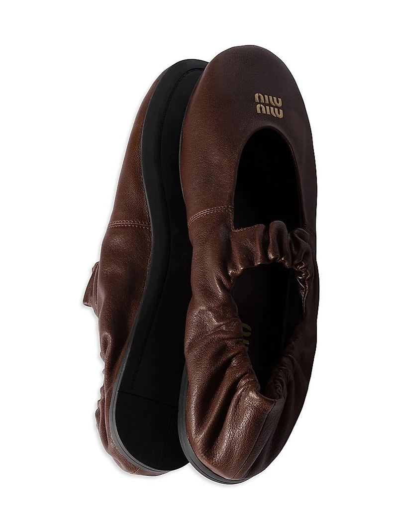 Ruches Nappa Leather Ballerinas