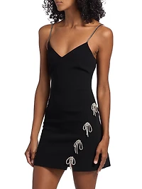 Rella Corded Rhinestone Bow Minidress