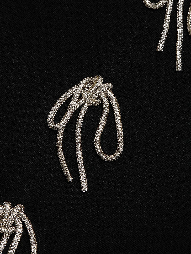 Rella Corded Rhinestone Bow Minidress