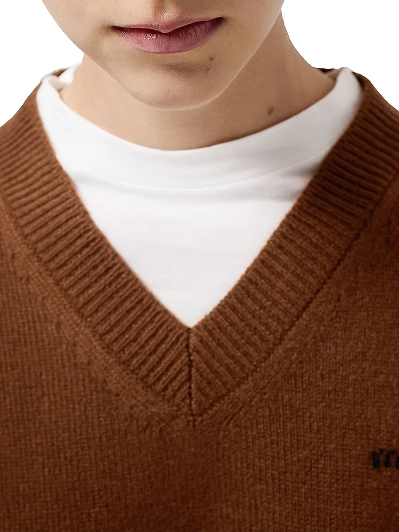 Cropped Cashmere V-Neck Sweater