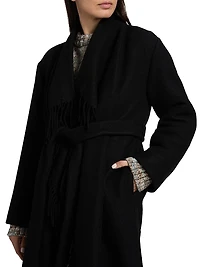 Nicky Fringe Wool Belted Coat