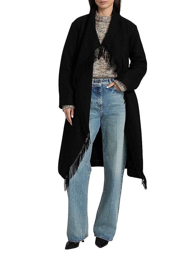 Nicky Fringe Wool Belted Coat