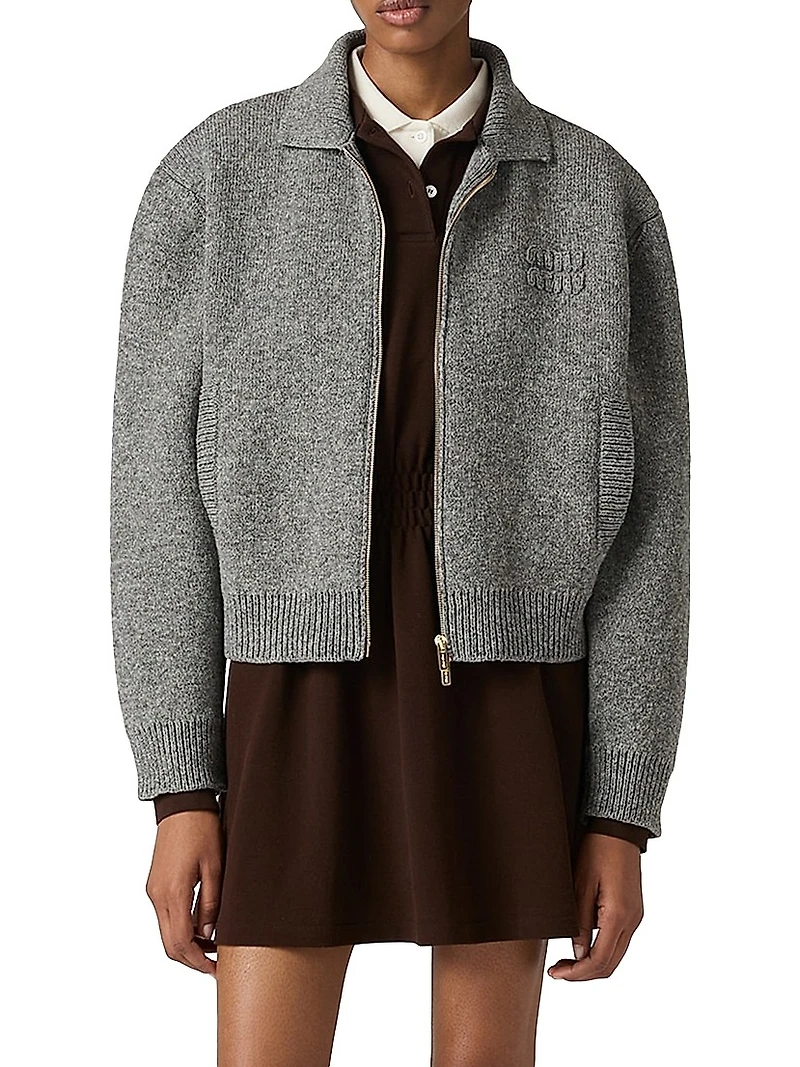 Shetland Wool and Cashmere Zipper Cardigan