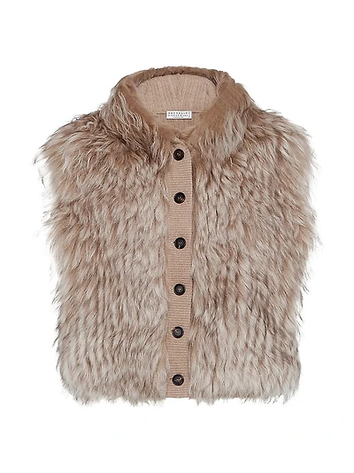 Cozy Shearling Hooded Vest Cashmere