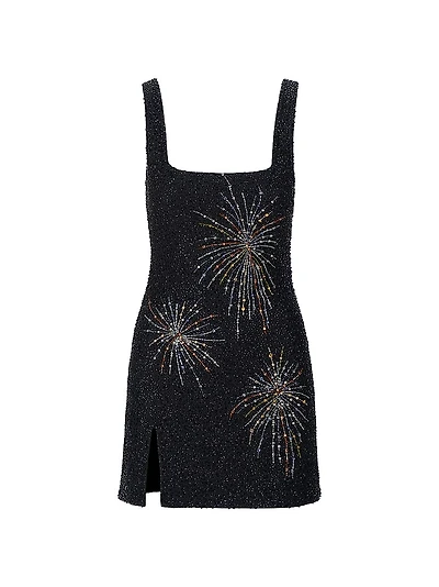 Le Sable Embellished Square-Neck Minidress