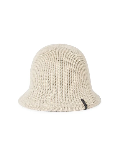 Sparkling Cashmere English Rib Knit Beanie with Monili