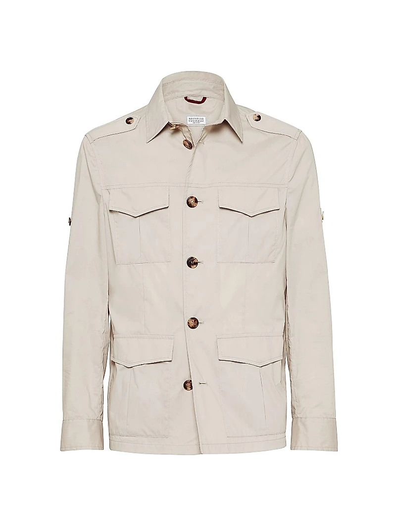 Lightweight Techno Cotton Poplin Unlined Safari Jacket
