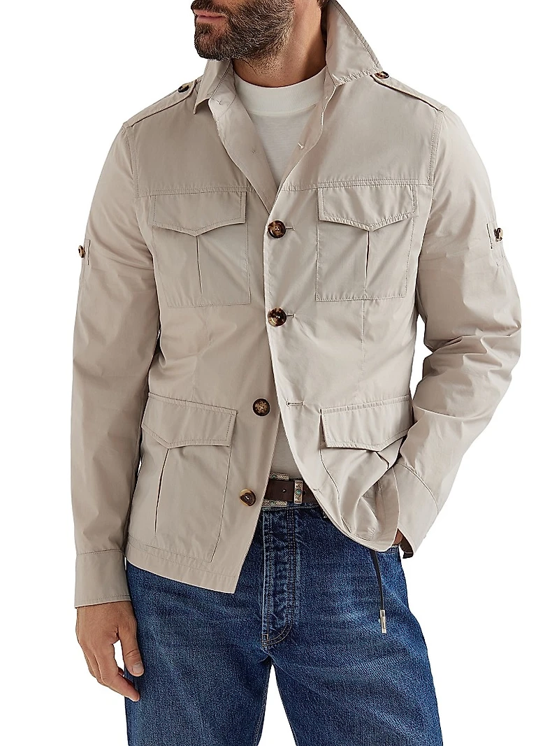Lightweight Techno Cotton Poplin Unlined Safari Jacket