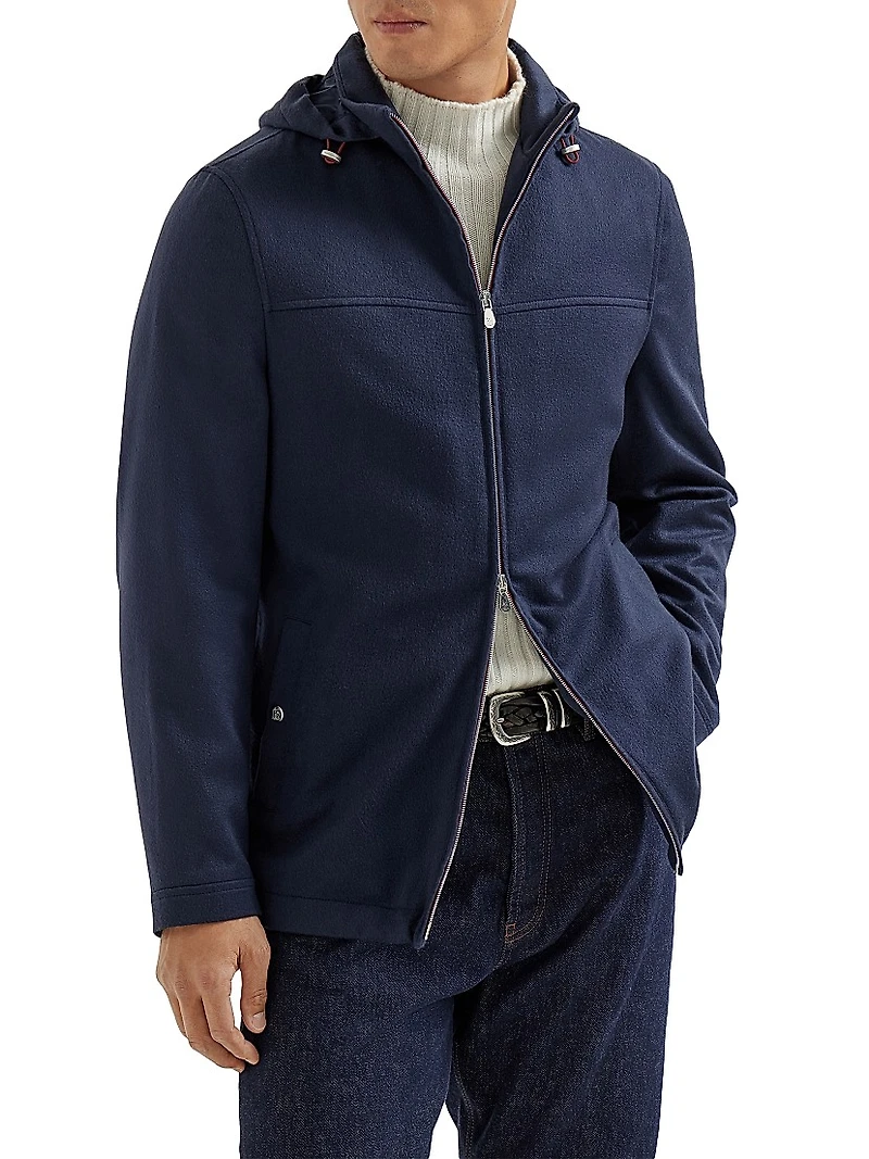 Lightweight Cashmere Flannel Biker Jacket