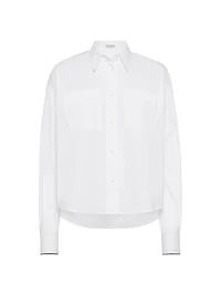 Stretch Cotton Poplin Shirt with Shiny Cuffs