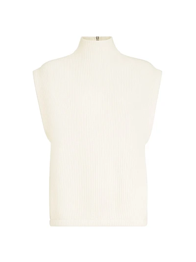 Cashmere English Rib Knit Sleeveless Turtleneck Sweater