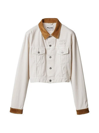 Denim and Leather Blouson Jacket