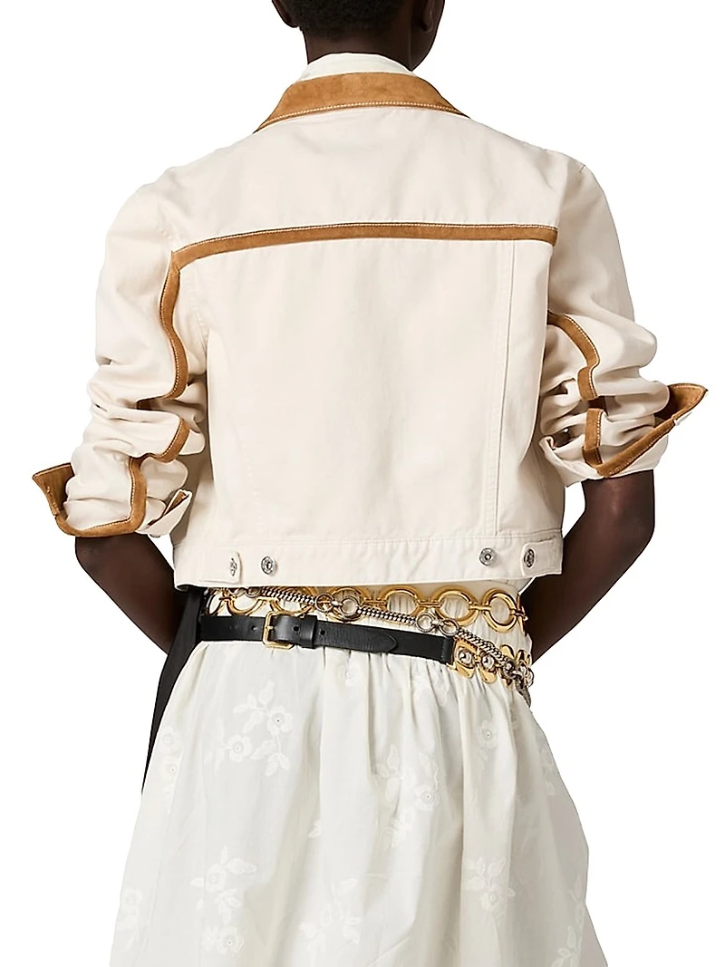 Denim and Leather Blouson Jacket