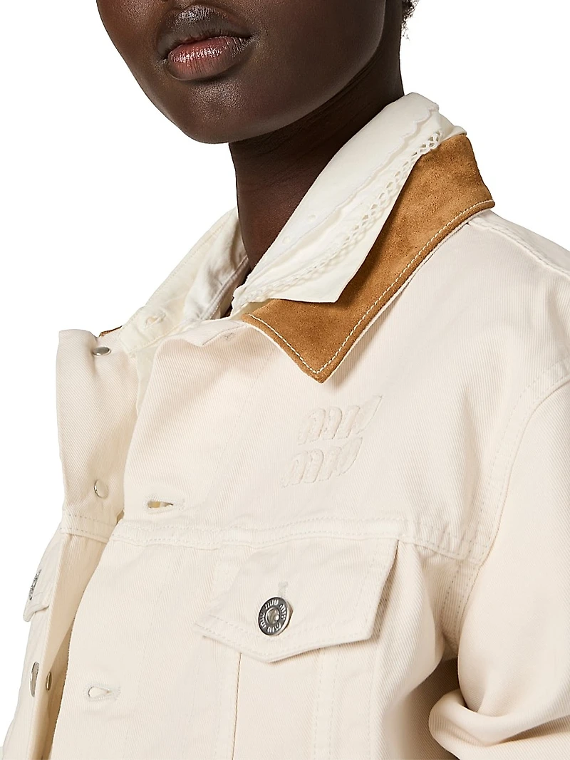 Denim and Leather Blouson Jacket