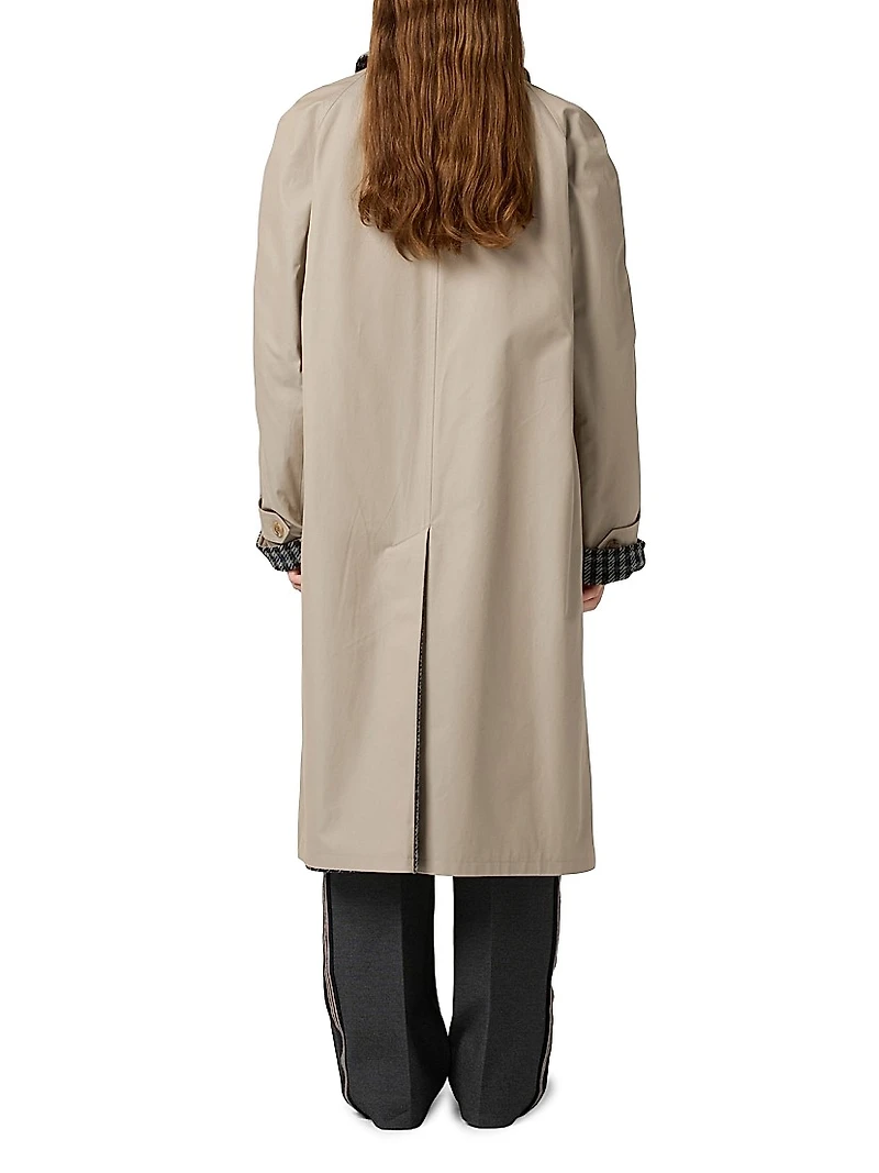 Reversible Twill and Check Trench Coat