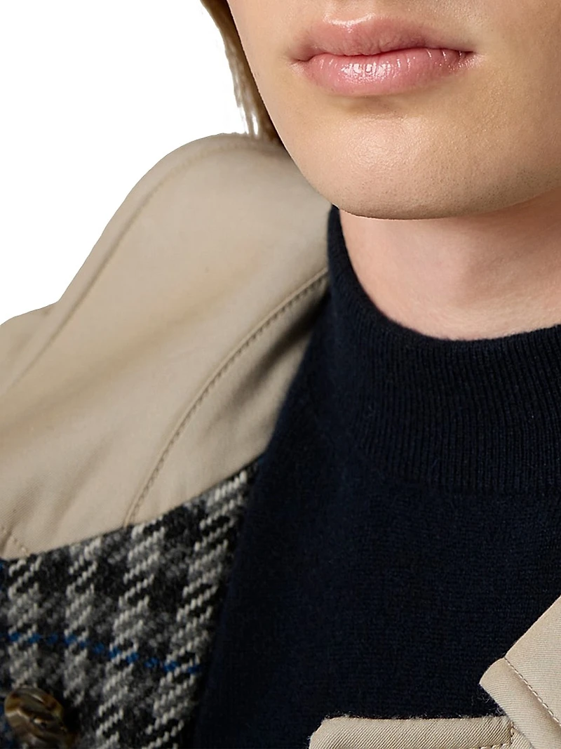 Reversible Twill and Check Trench Coat