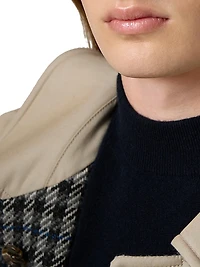 Reversible Twill and Check Trench Coat