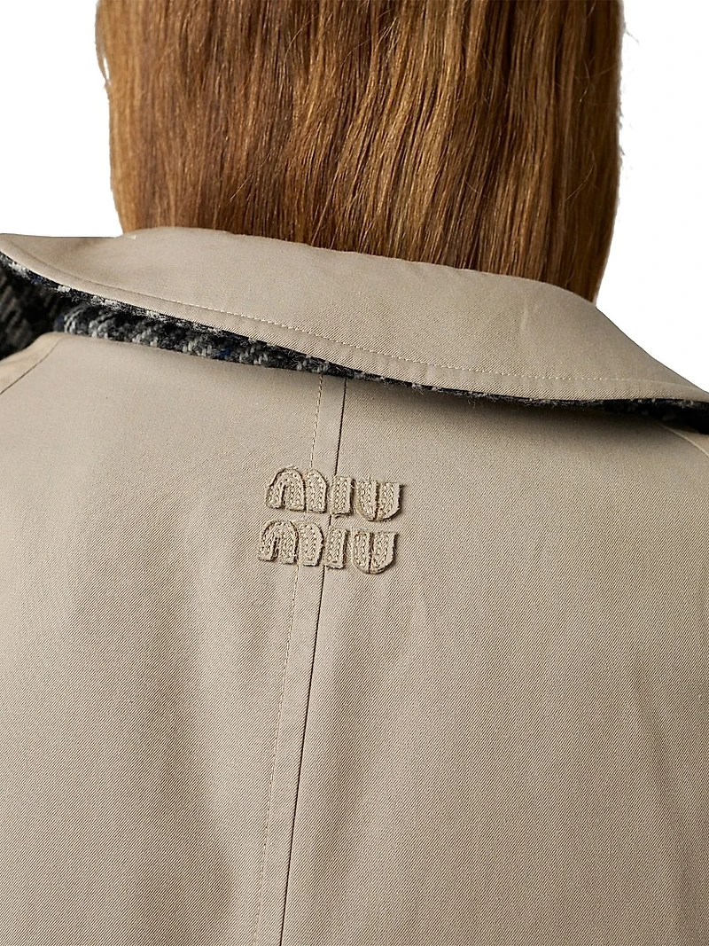 Reversible Twill and Check Trench Coat