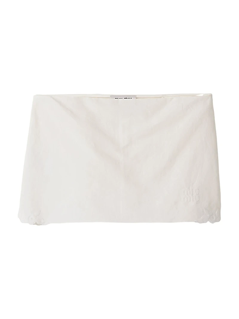 Embroidered Slubbed Canvas Mini Skirt