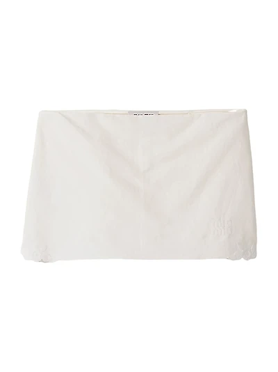 Embroidered Slubbed Canvas Mini Skirt